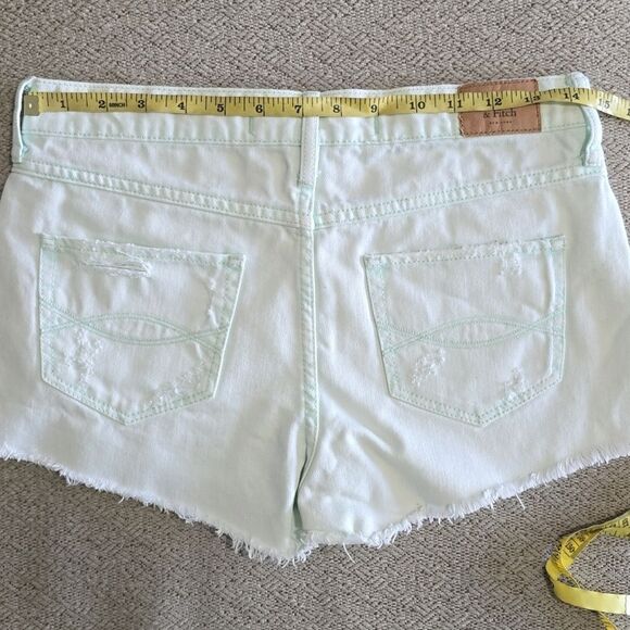 Abercrombie & Fitch Mint Green Distressed Jean Shorts - Size 4/27 - Picture 8 of 13